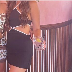 Zara Black and White Cutout Dress